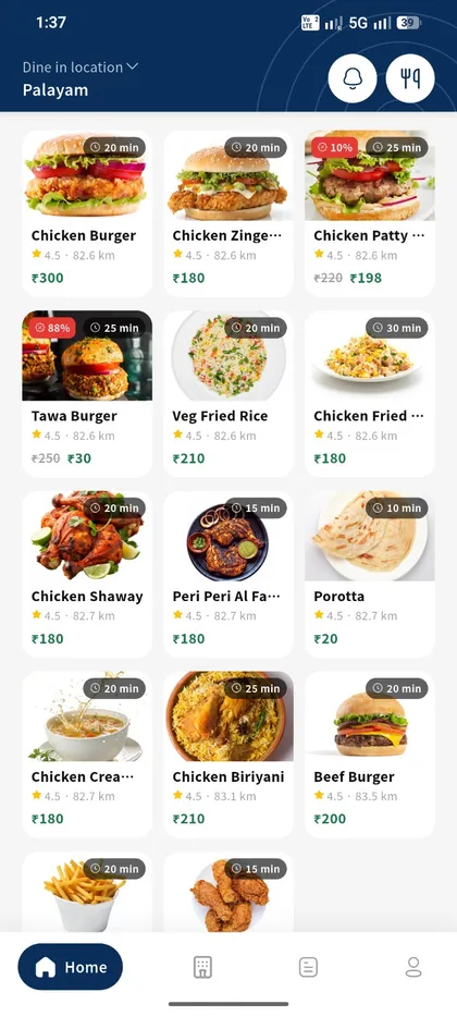 Eatplek visual menu with food photos, pricing and preparation indicators